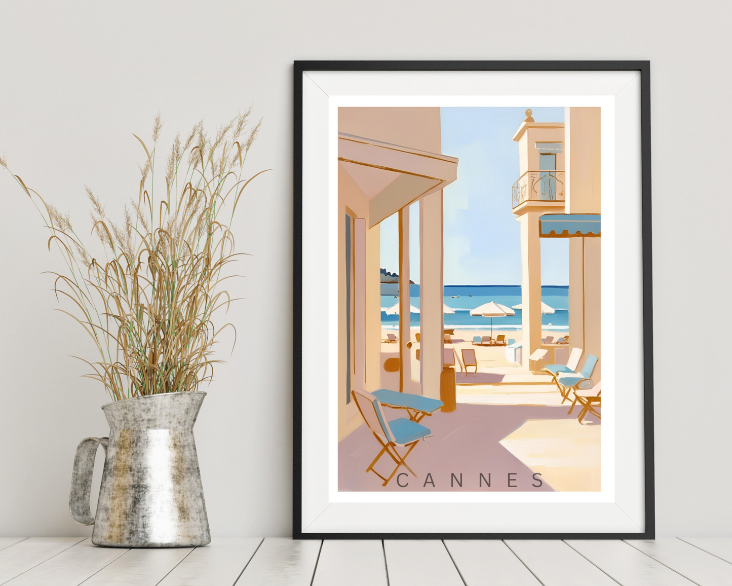 'Cannes' - Vintage Travel Art Print - Unframed.