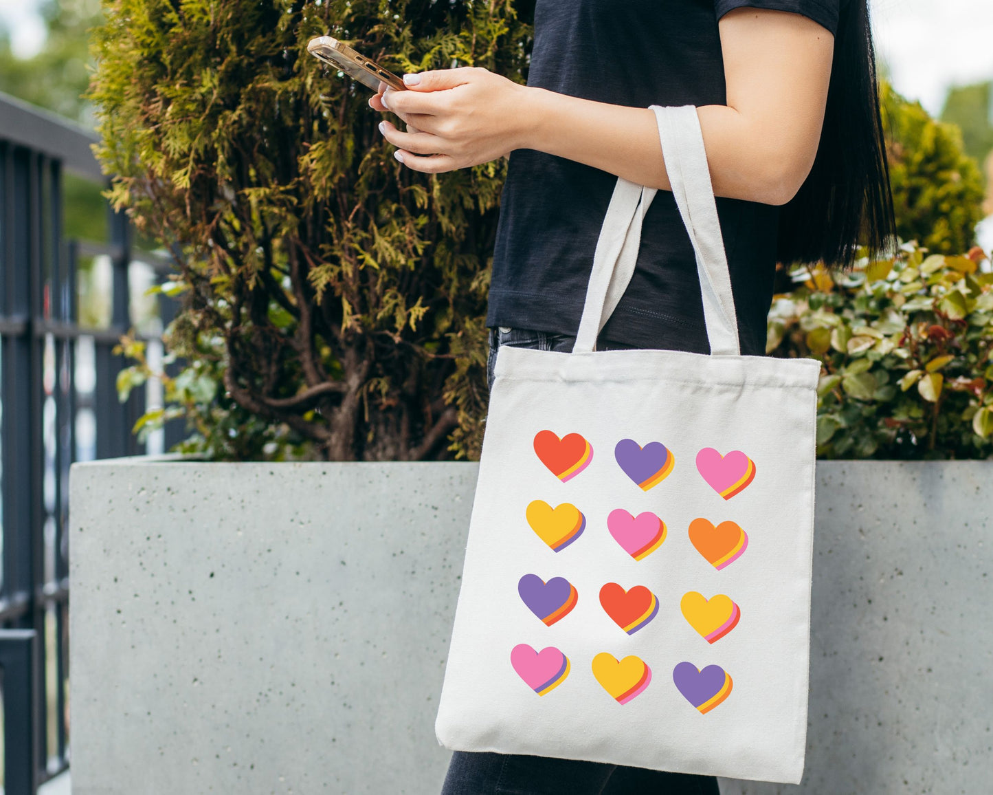 Colour Hearts Tote Bag