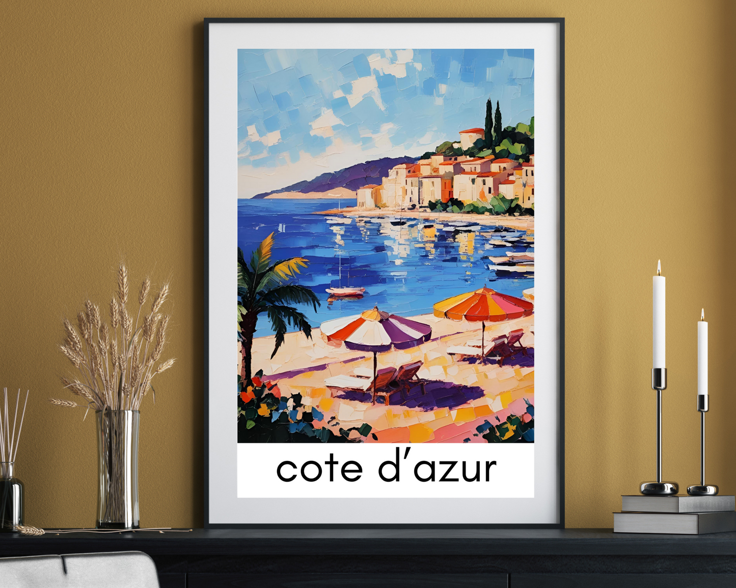'Côte d'Azur ' - Vintage Travel Art Print - Unframed.