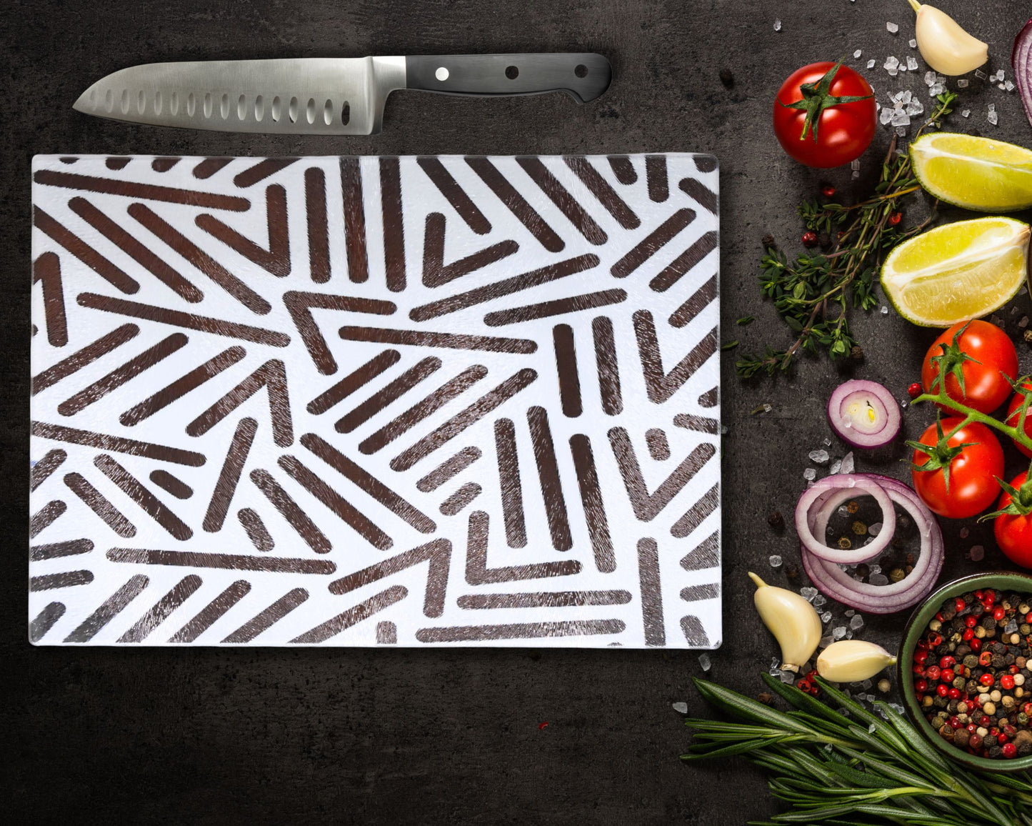 Crazy Lines Glass Chopping Board