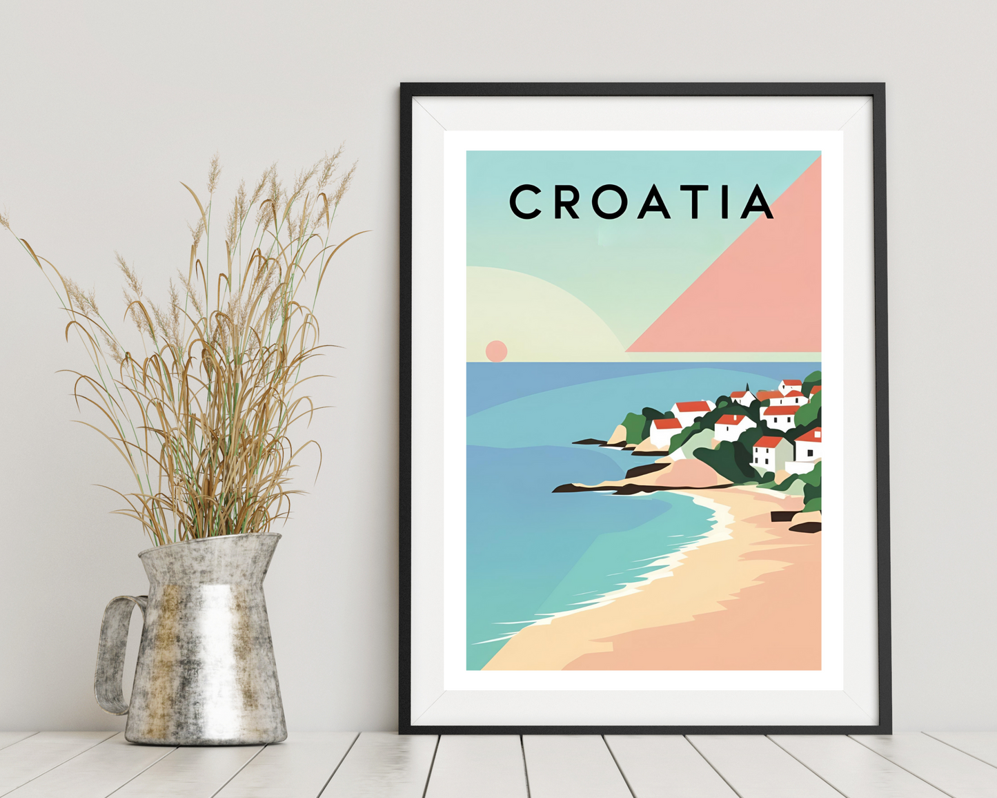 'Croatia' - Vintage Travel Art Print - Unframed.