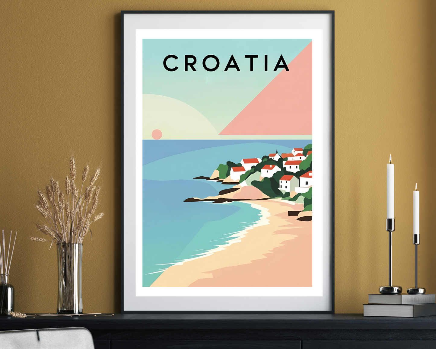 'Croatia' - Vintage Travel Art Print - Unframed.