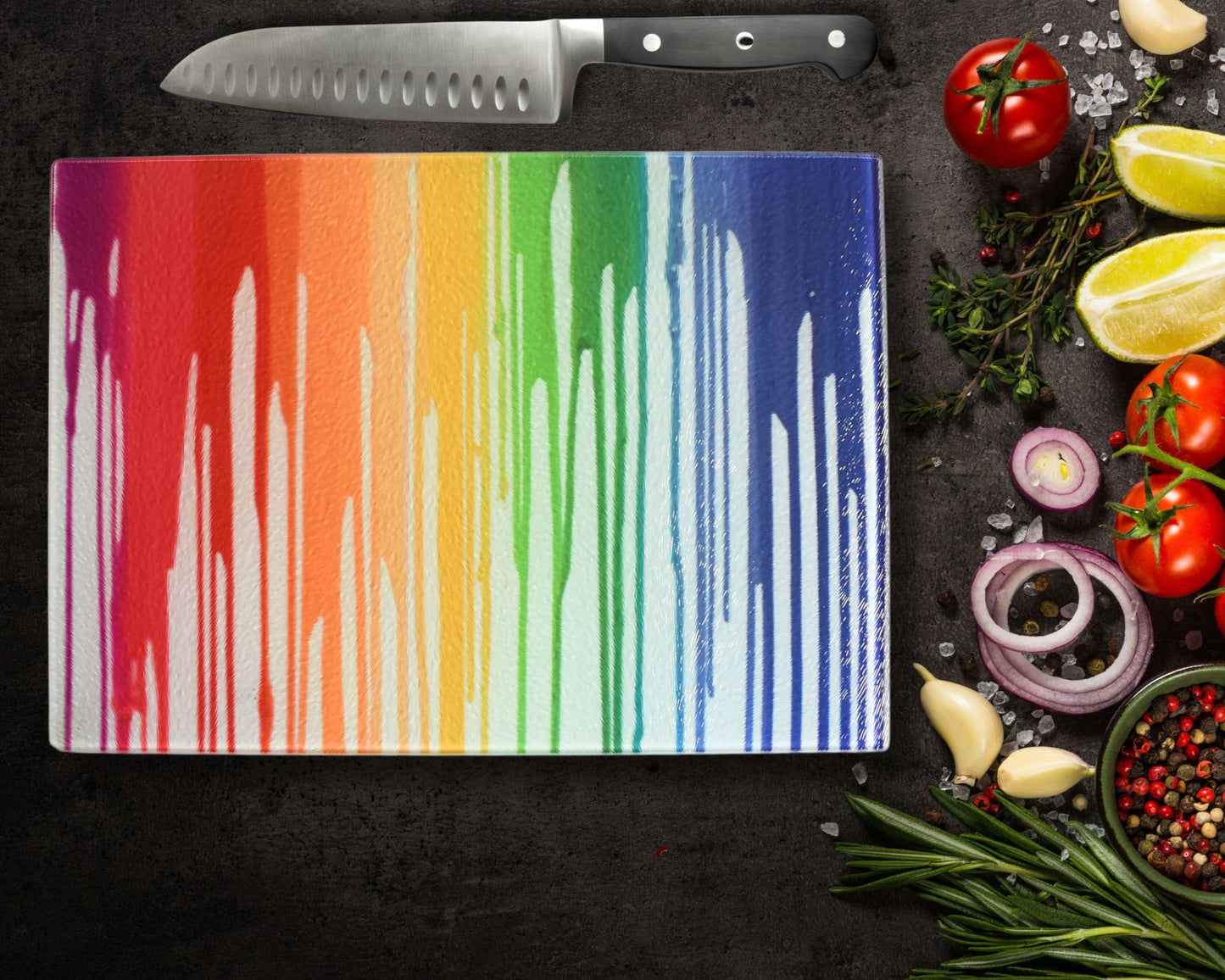 Dripping Paint Glass Chopping Board