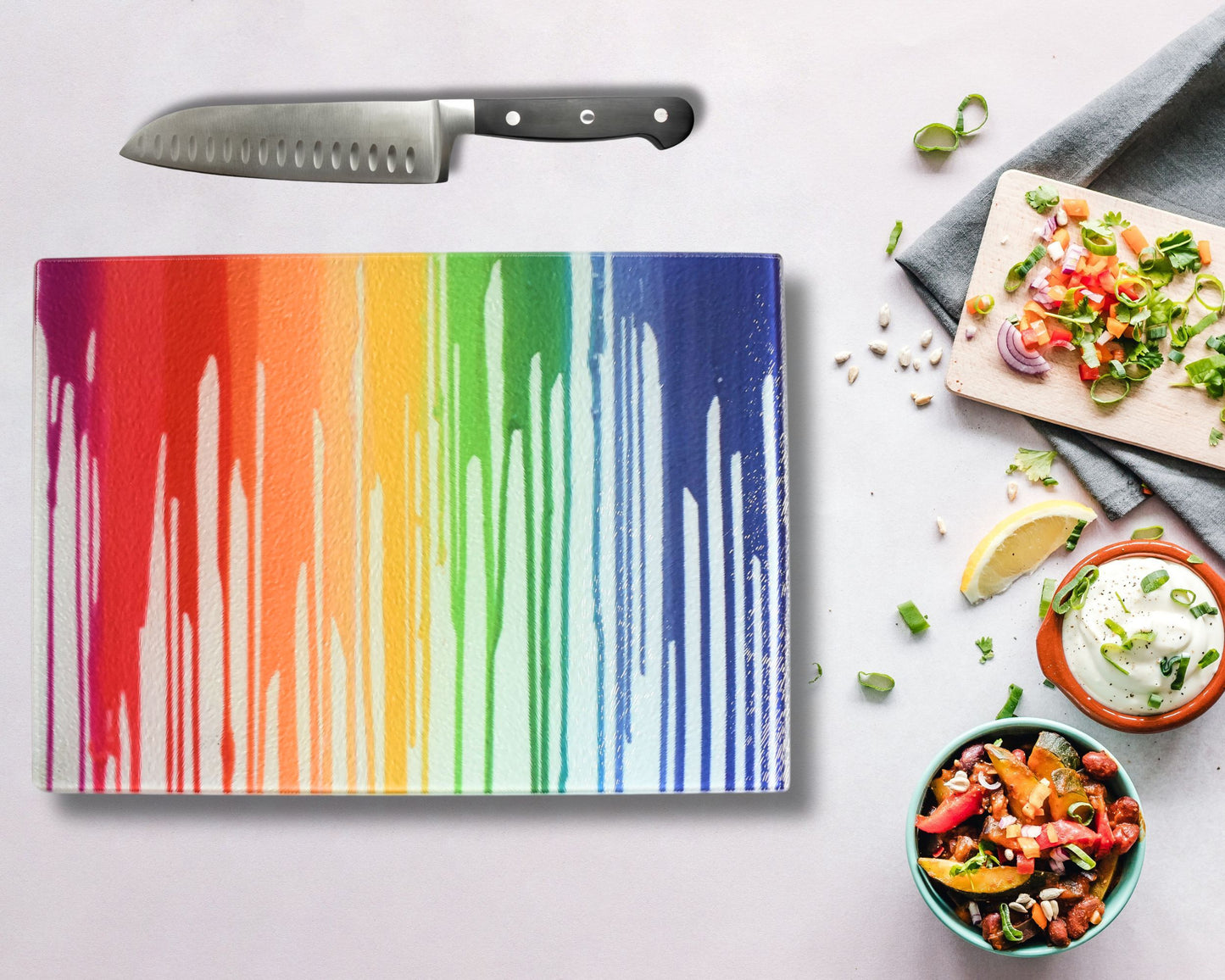 Dripping Paint Glass Chopping Board