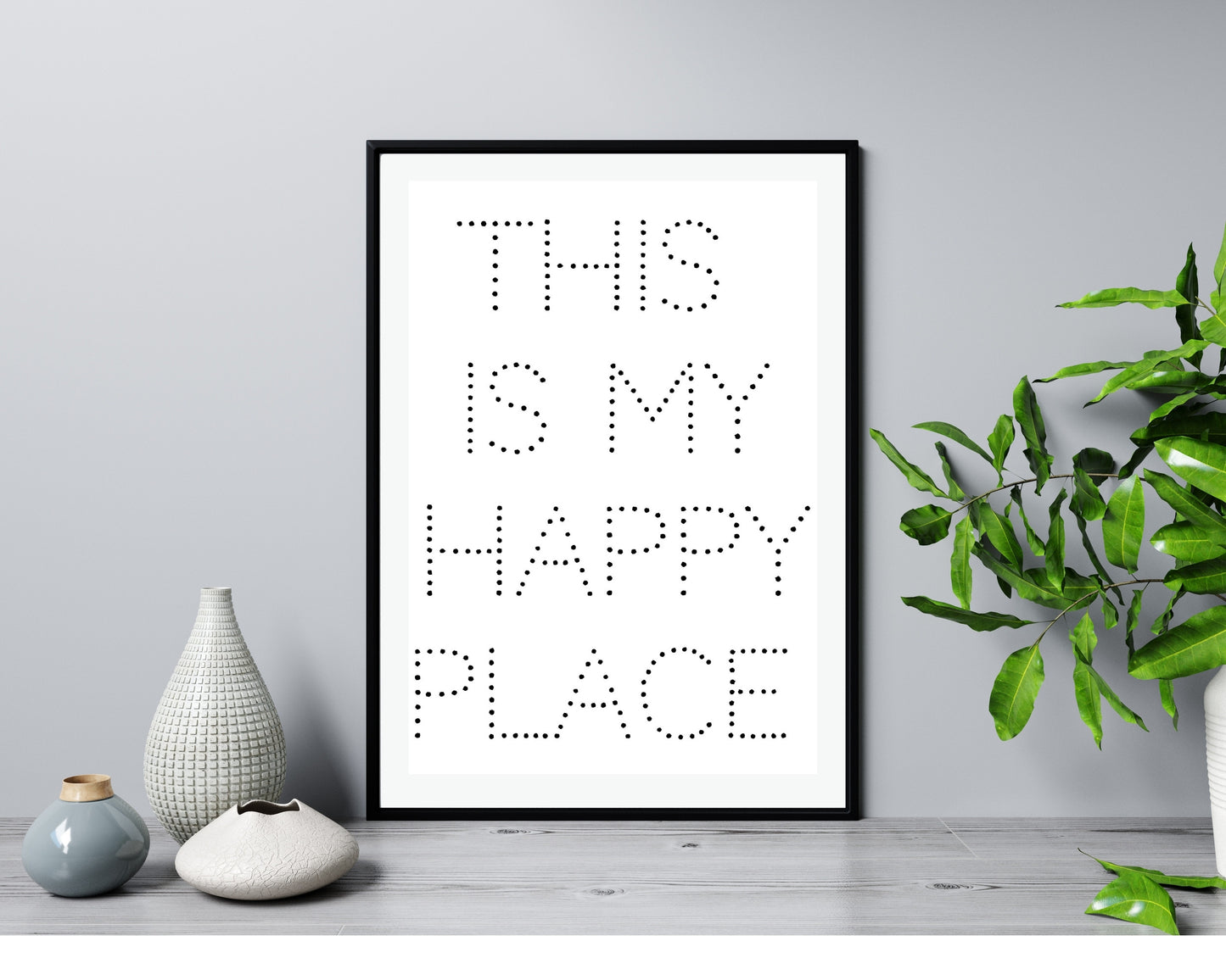 'This is my Happy Place' - Black & White Art Print - Unframed.