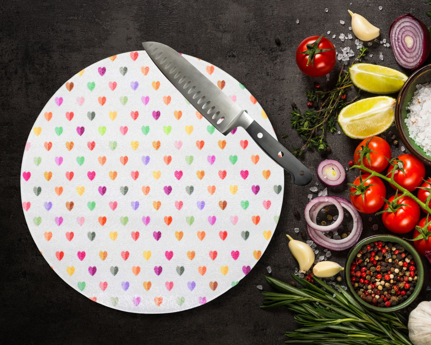 Hearts Glass Chopping Board