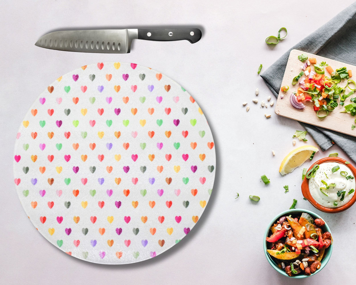 Hearts Glass Chopping Board