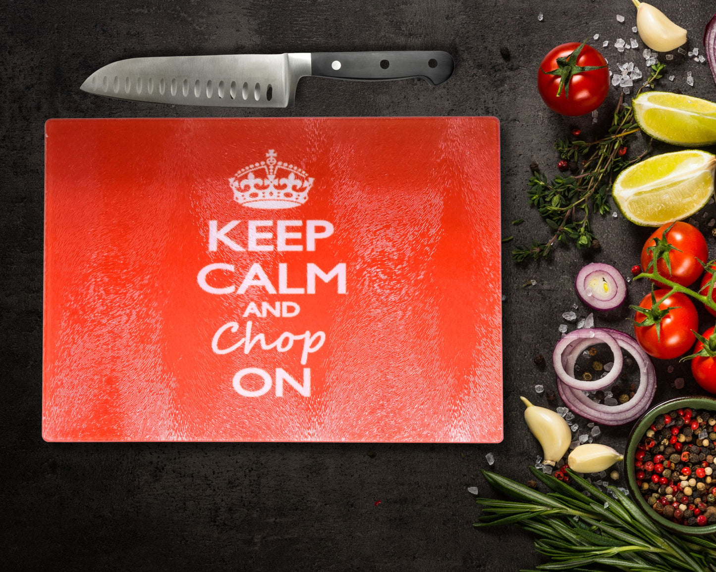 Keep Calm Glass Chopping Board