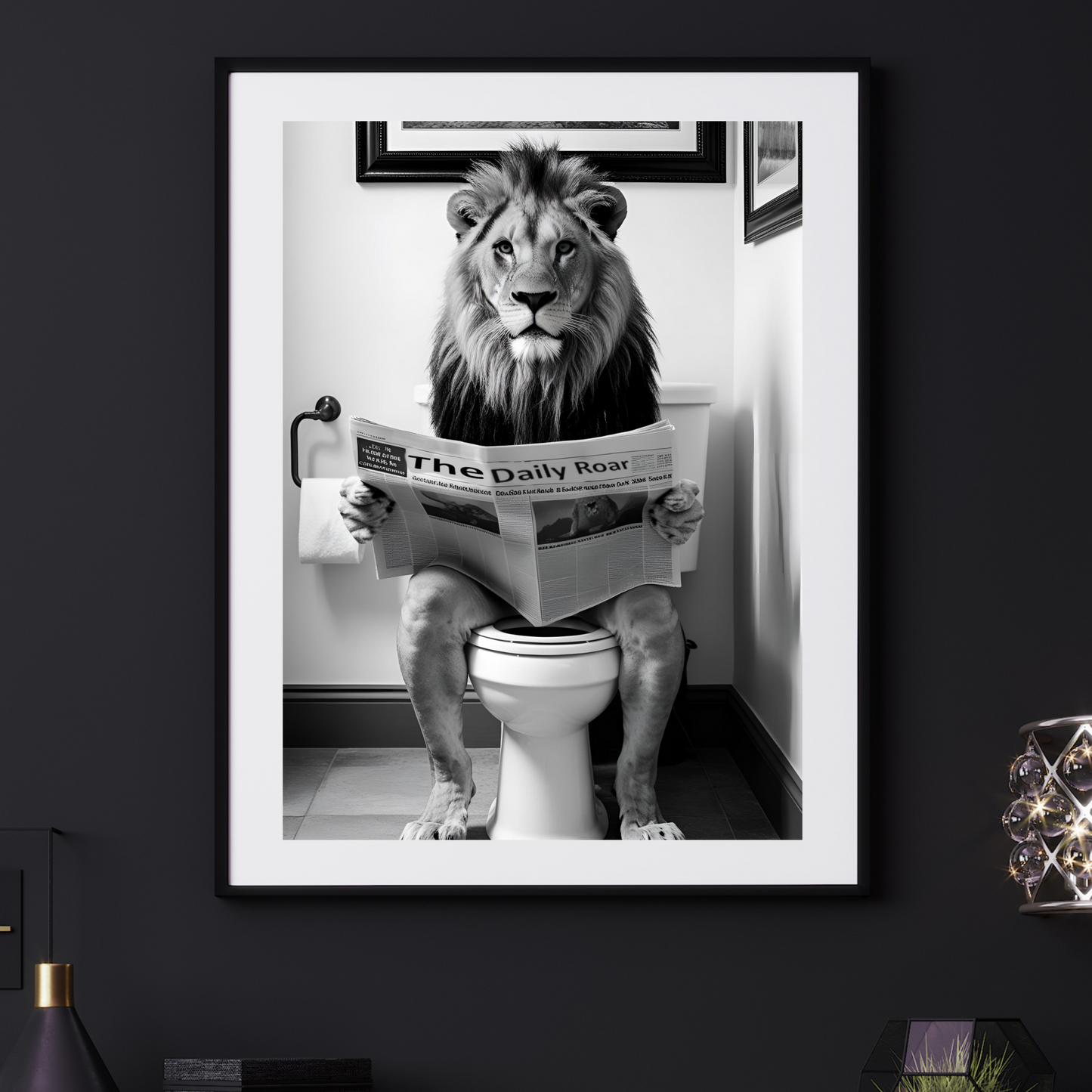 'Lion On The Toilet' - Art Print - Unframed.