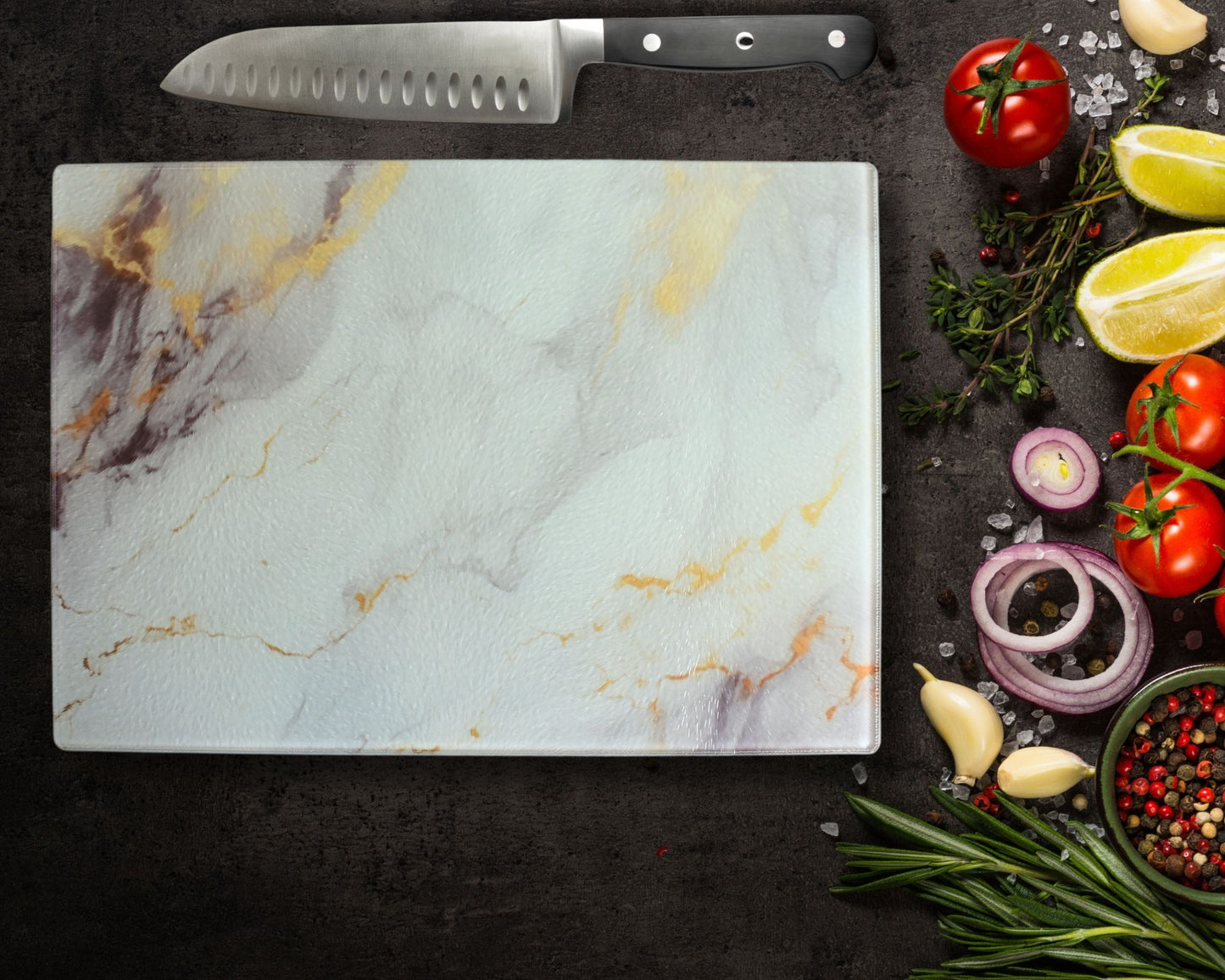 Marble Effect Glass Chopping Board
