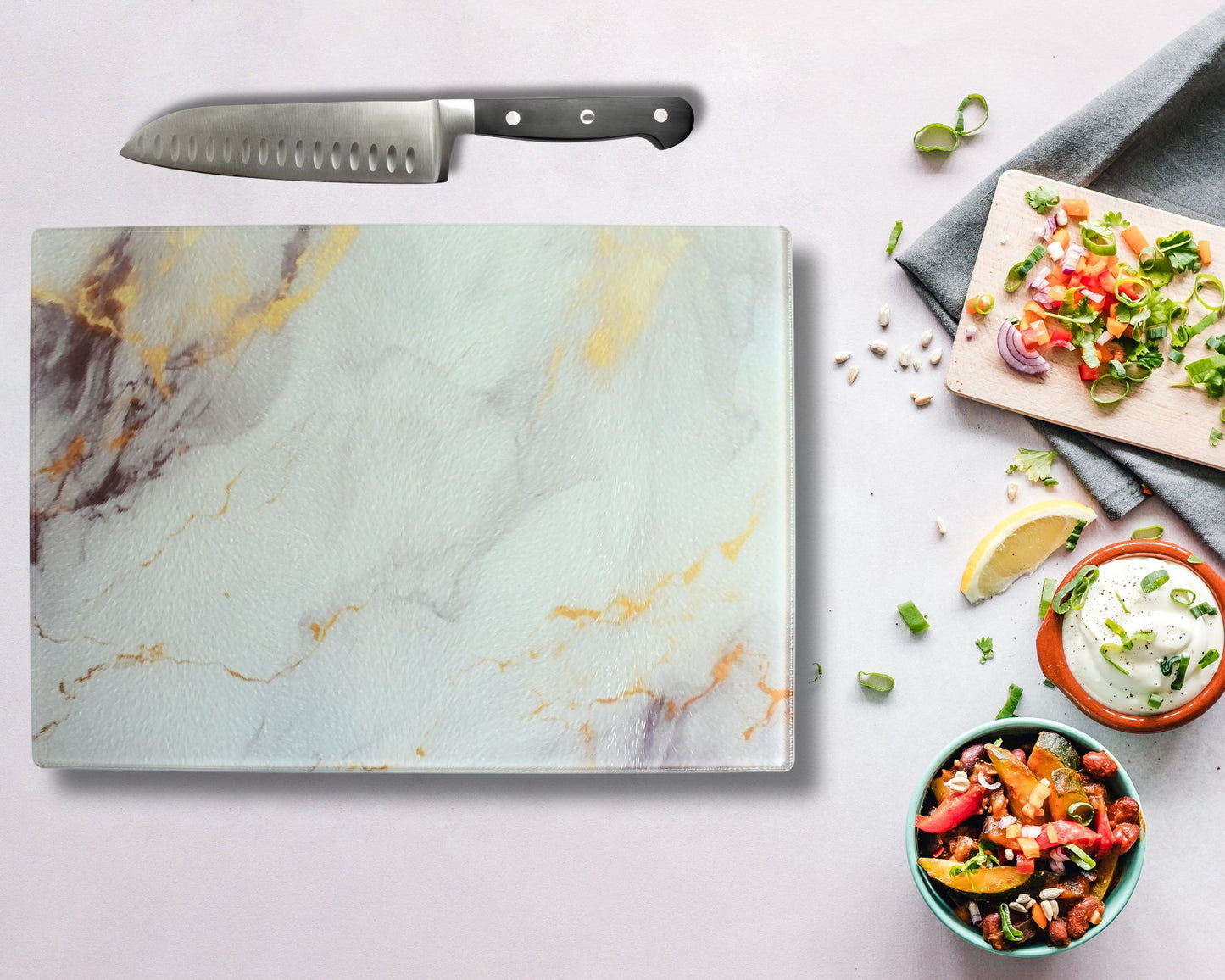 Marble Effect Glass Chopping Board