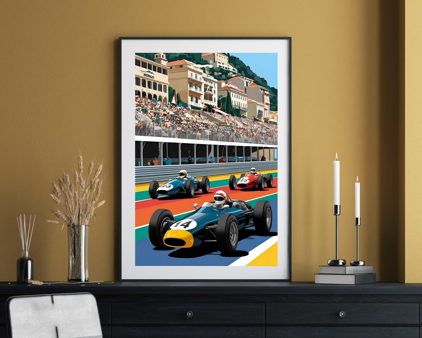 'Monaco F1' - Vintage Travel Art Print - Unframed.