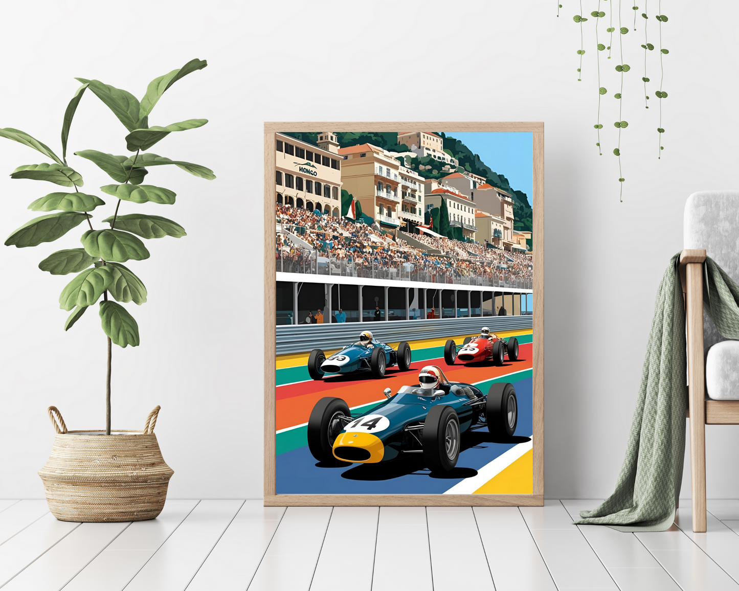 'Monaco F1' - Vintage Travel Art Print - Unframed.