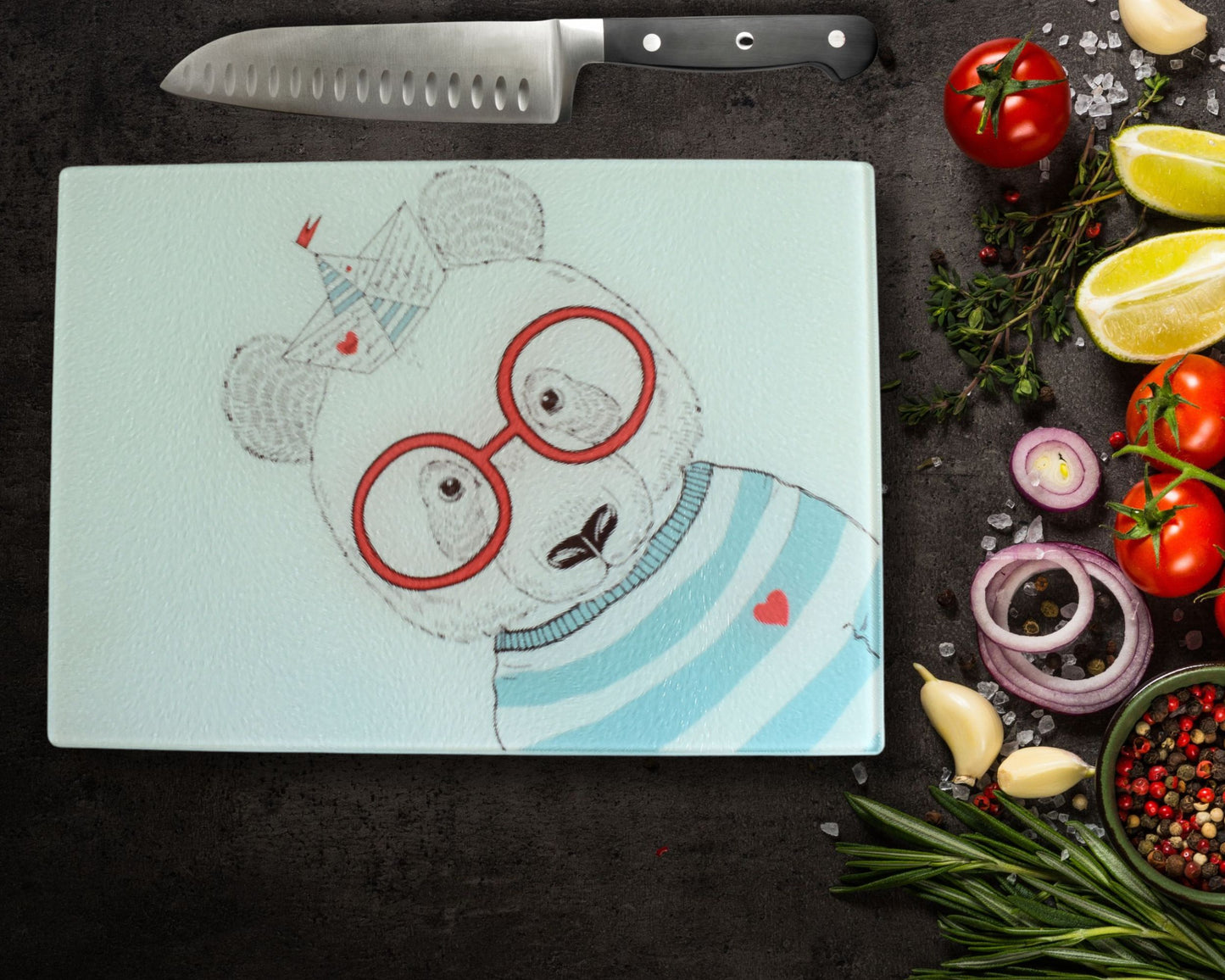 Panda Glass Chopping Board