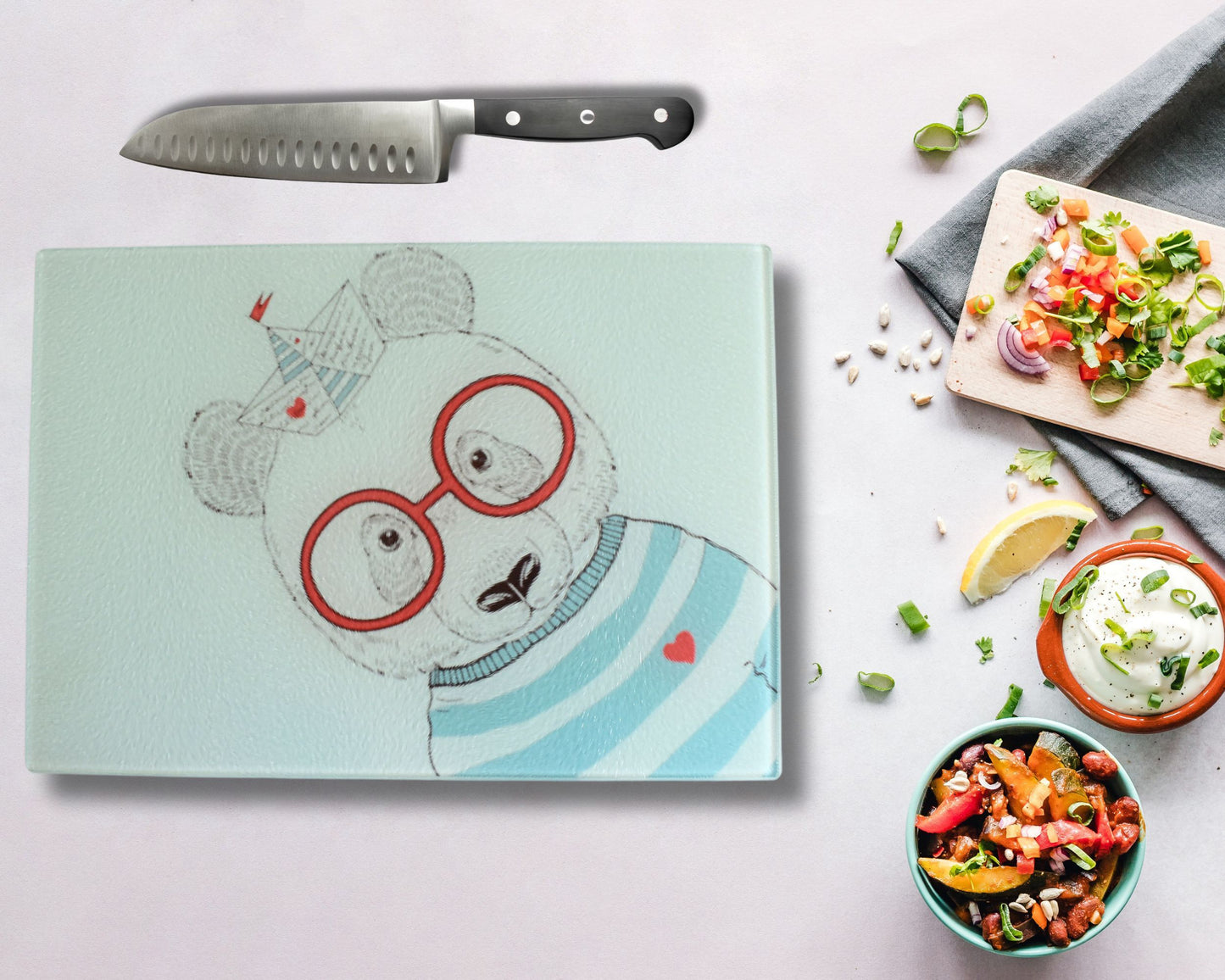Panda Glass Chopping Board