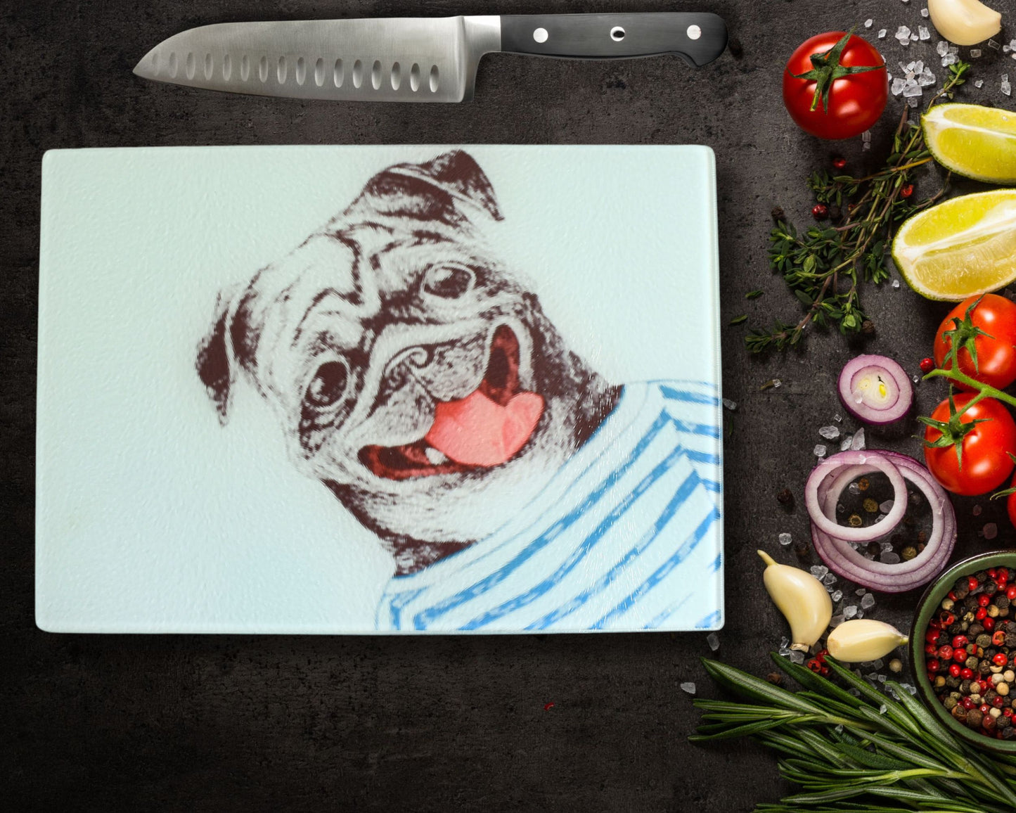 Pug Glass Chopping Board