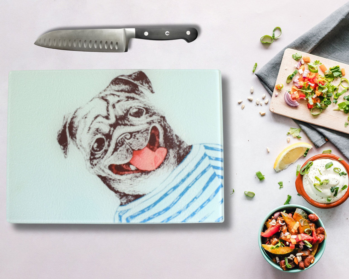 Pug Glass Chopping Board