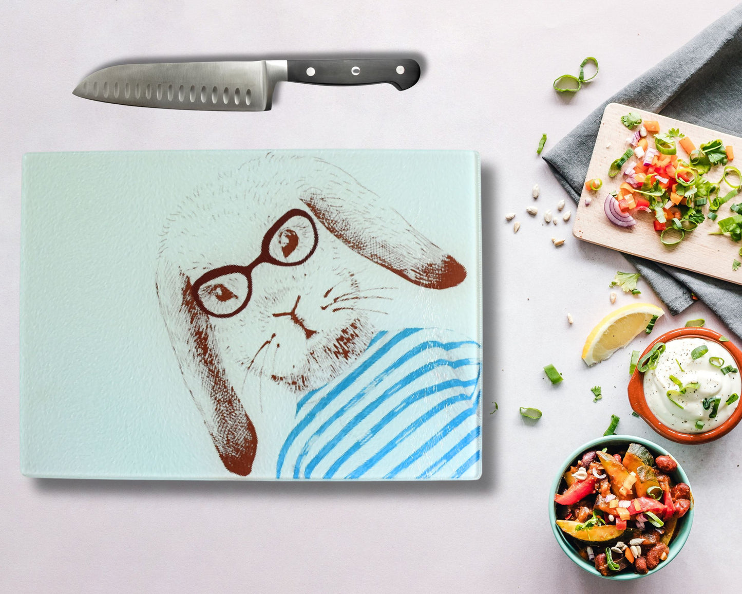 Rabbit Glass Chopping Board