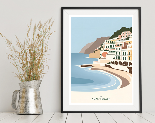 'Amalfi Coast' - Vintage Travel Art Print - Unframed.