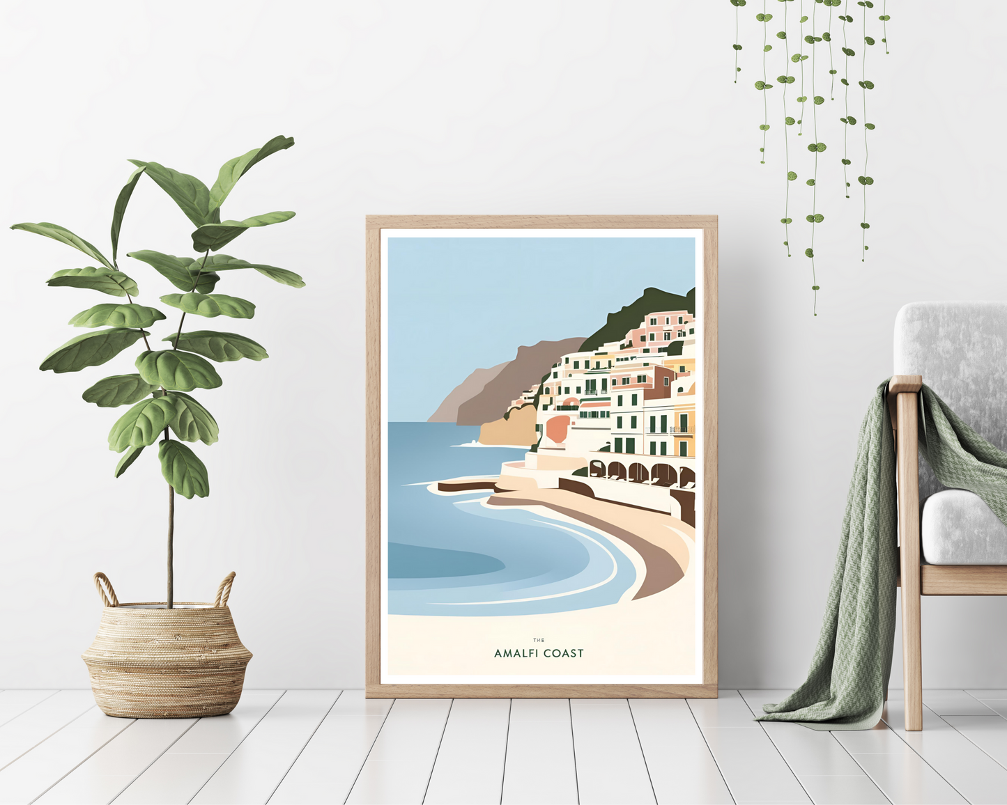 'Amalfi Coast' - Vintage Travel Art Print - Unframed.