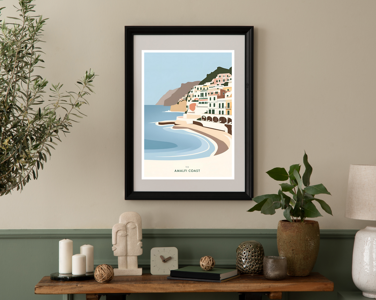 'Amalfi Coast' - Vintage Travel Art Print - Unframed.