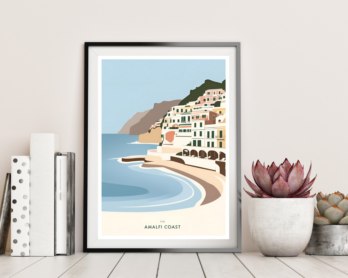 'Amalfi Coast' - Vintage Travel Art Print - Unframed.