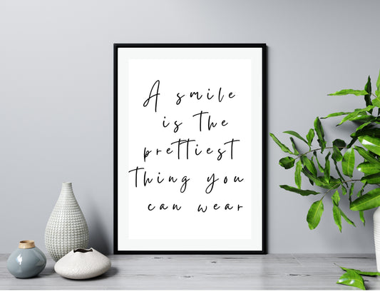 'Smile'  - Black & White Wall Print - Unframed.
