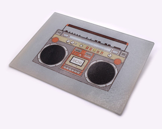 Retro Boombox Glass Chopping Board