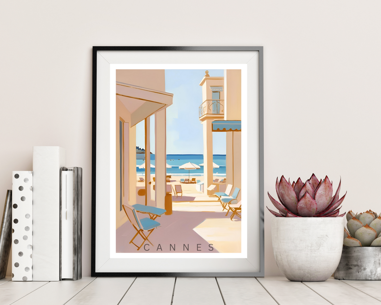 'Cannes' - Vintage Travel Art Print - Unframed.