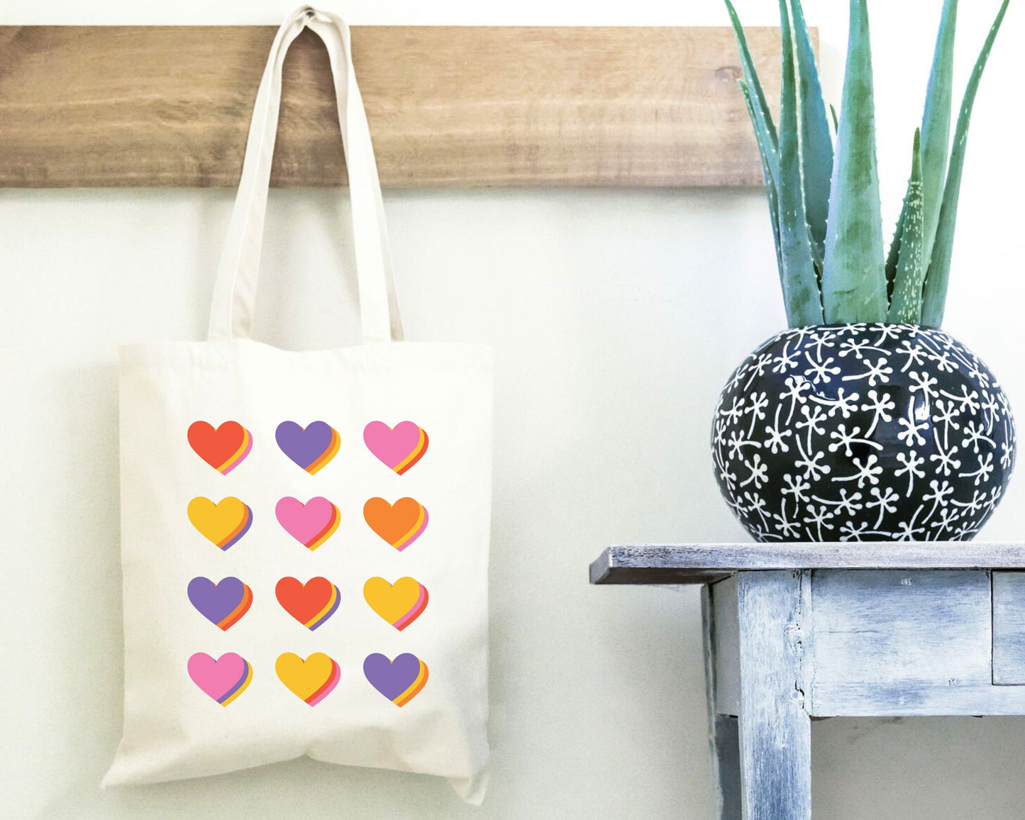 Colour Hearts Tote Bag
