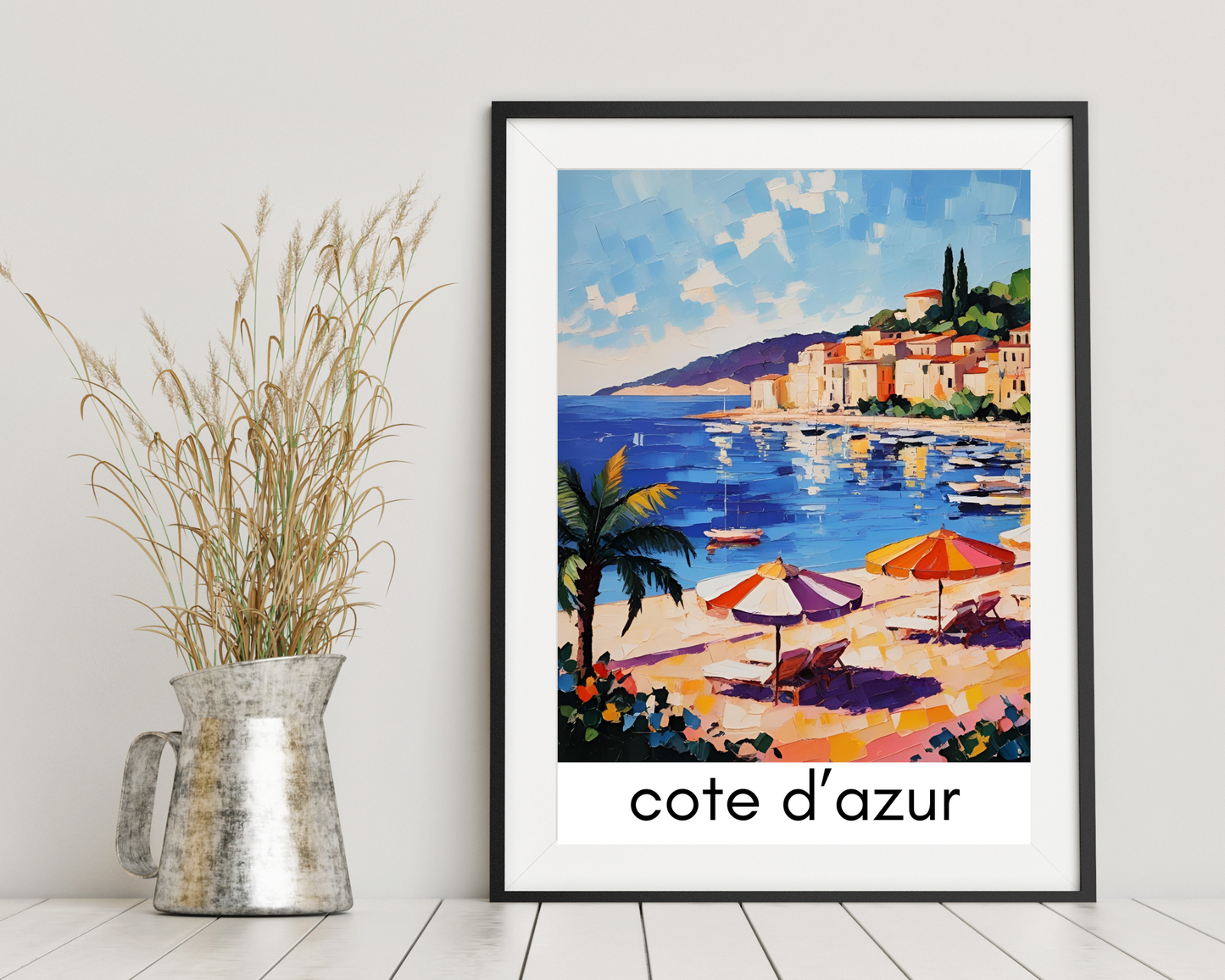 'Côte d'Azur ' - Vintage Travel Art Print - Unframed.