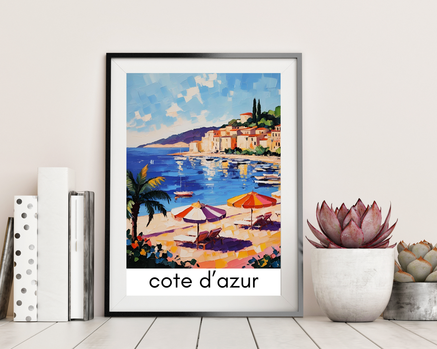 'Côte d'Azur ' - Vintage Travel Art Print - Unframed.