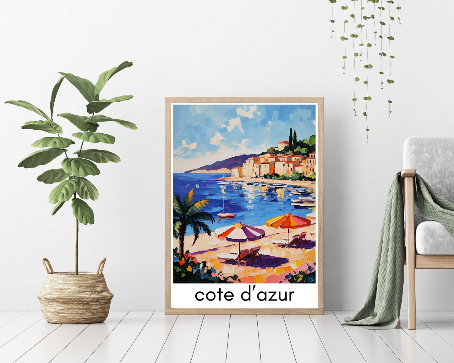 'Côte d'Azur ' - Vintage Travel Art Print - Unframed.