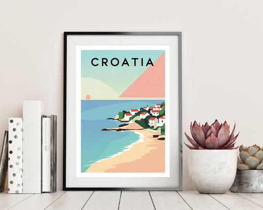 'Croatia' - Vintage Travel Art Print - Unframed.