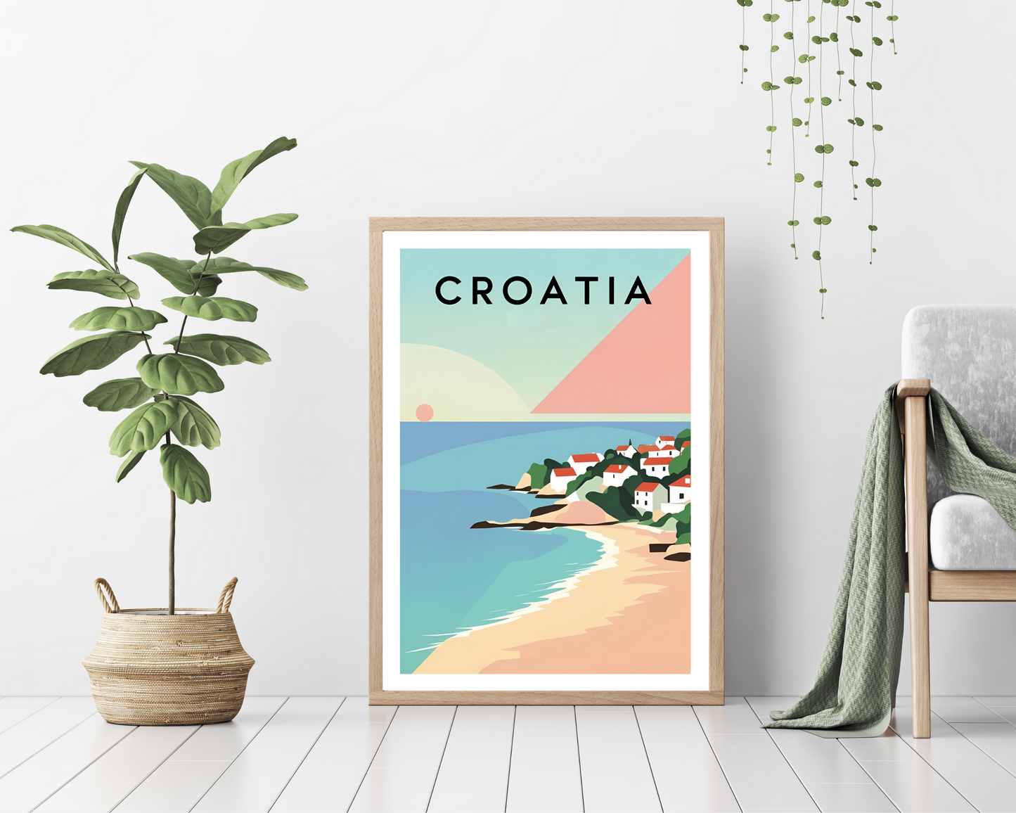 'Croatia' - Vintage Travel Art Print - Unframed.