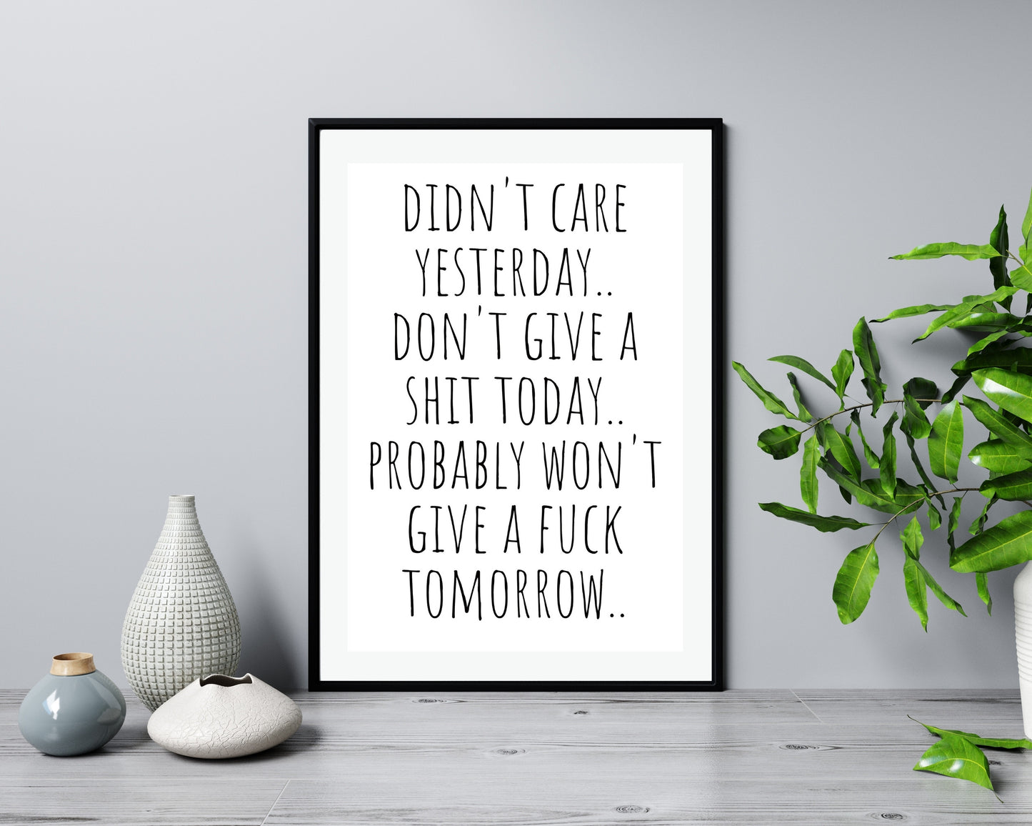 'Don't Care'  - Black & White Art Print - Unframed.