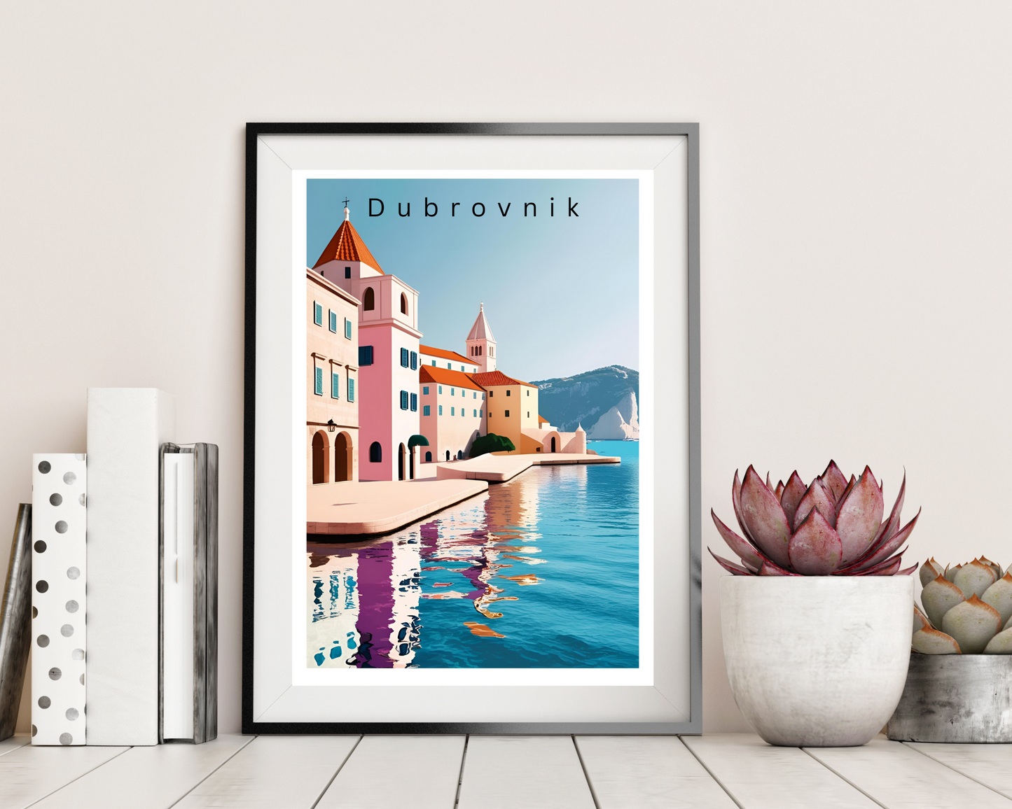'Dubrovnik' - Vintage Travel Art Print - Unframed.