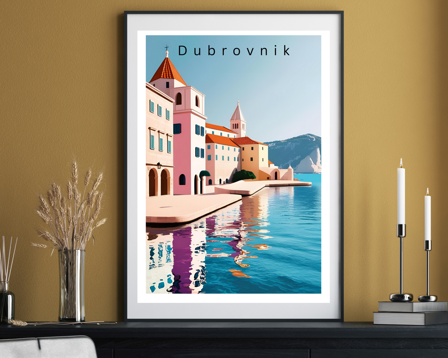'Dubrovnik' - Vintage Travel Art Print - Unframed.