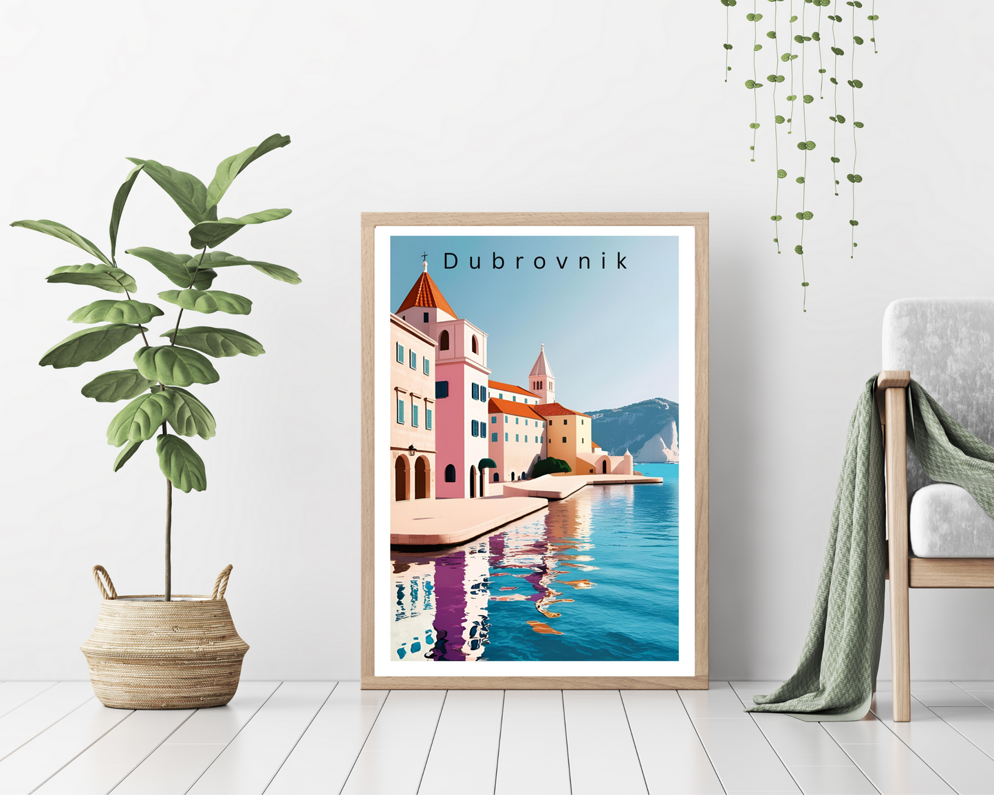 'Dubrovnik' - Vintage Travel Art Print - Unframed.