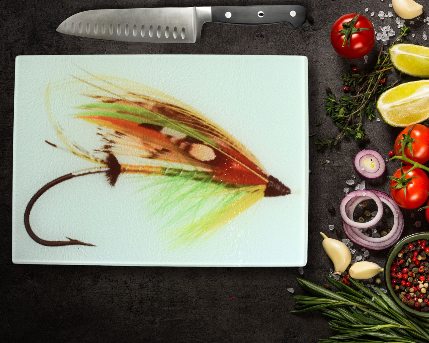 Fly Fishing Glass Chopping Board