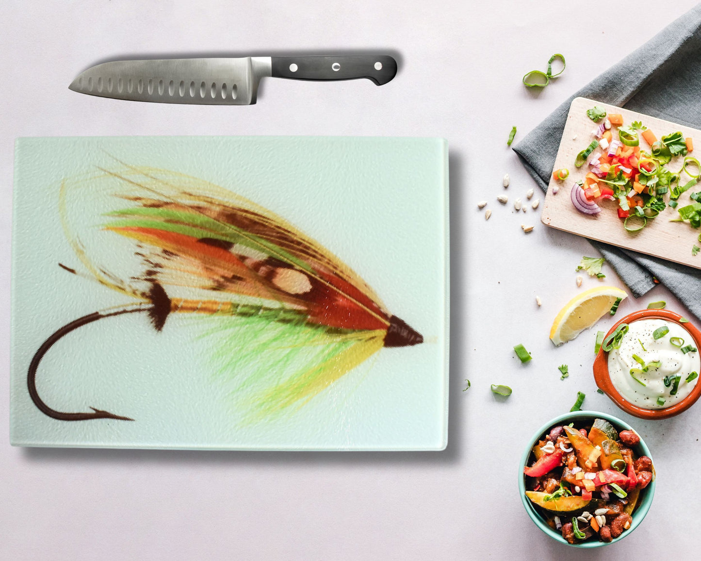 Fly Fishing Glass Chopping Board