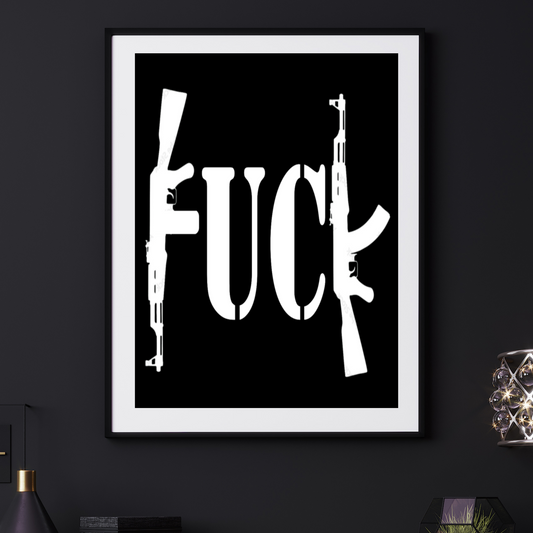 'Fuck'  - Black & White Art Print - Unframed.