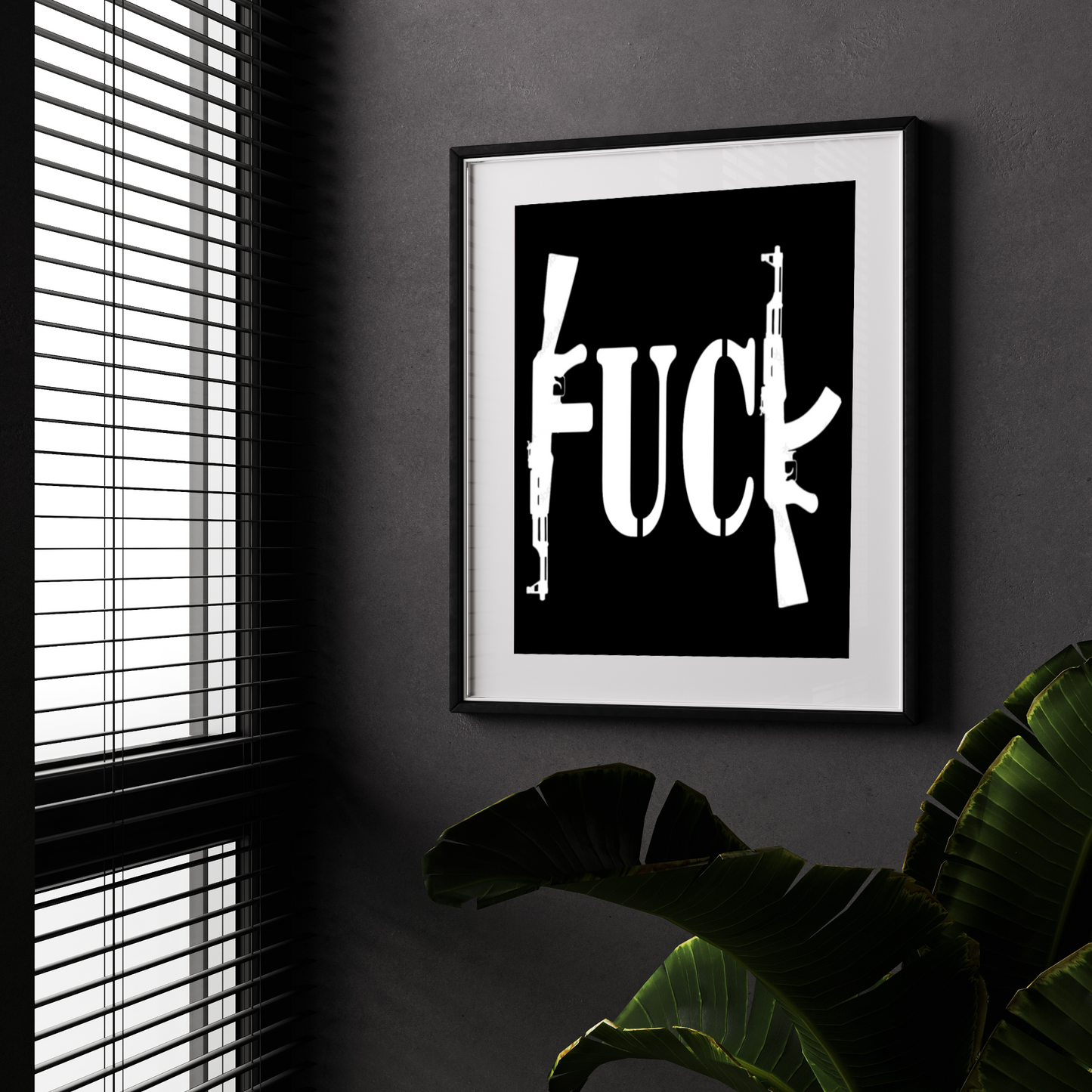 'Fuck'  - Black & White Art Print - Unframed.