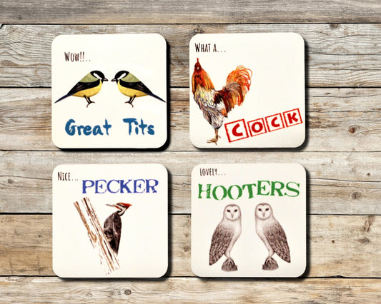 Funny Animal Pun Coaster Set