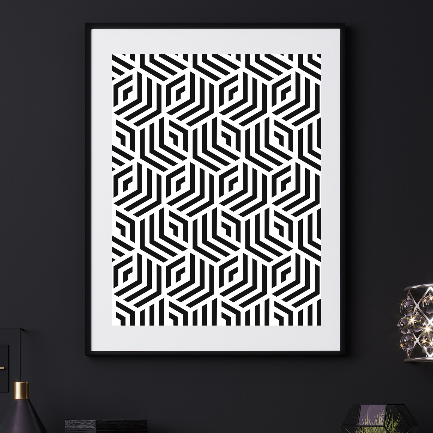 'GEO'  - Black & White Art Print - Unframed.