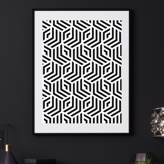 'GEO'  - Black & White Art Print - Unframed.