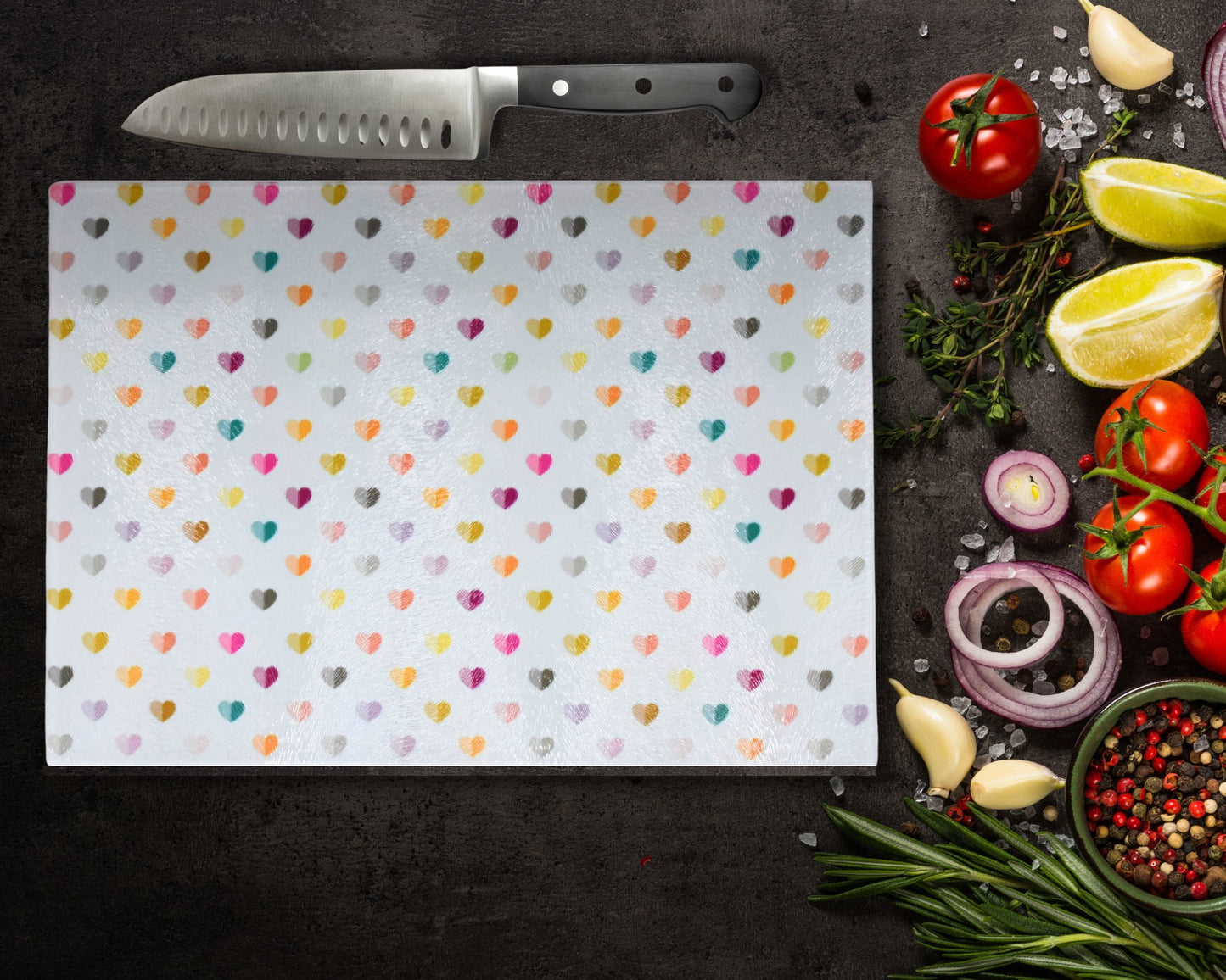 Hearts Glass Chopping Board