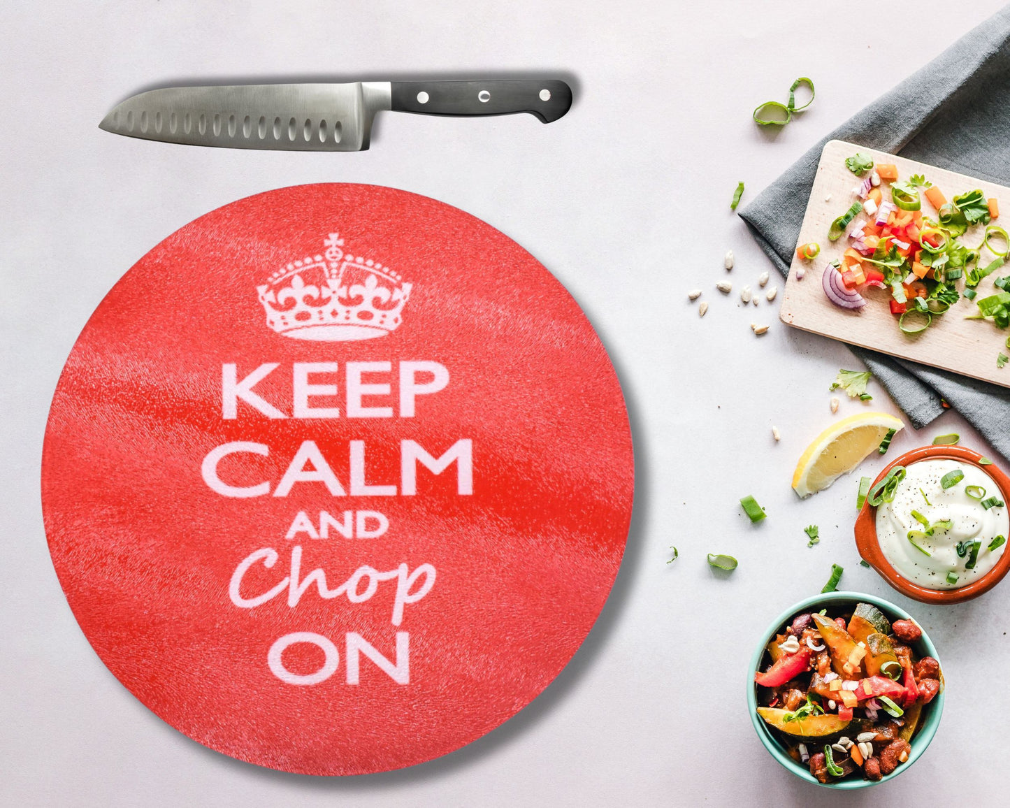 Keep Calm Glass Chopping Board