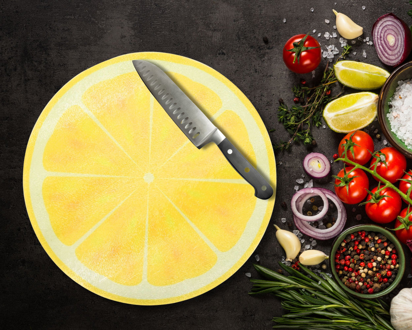 Lemon Slice Glass Chopping Board