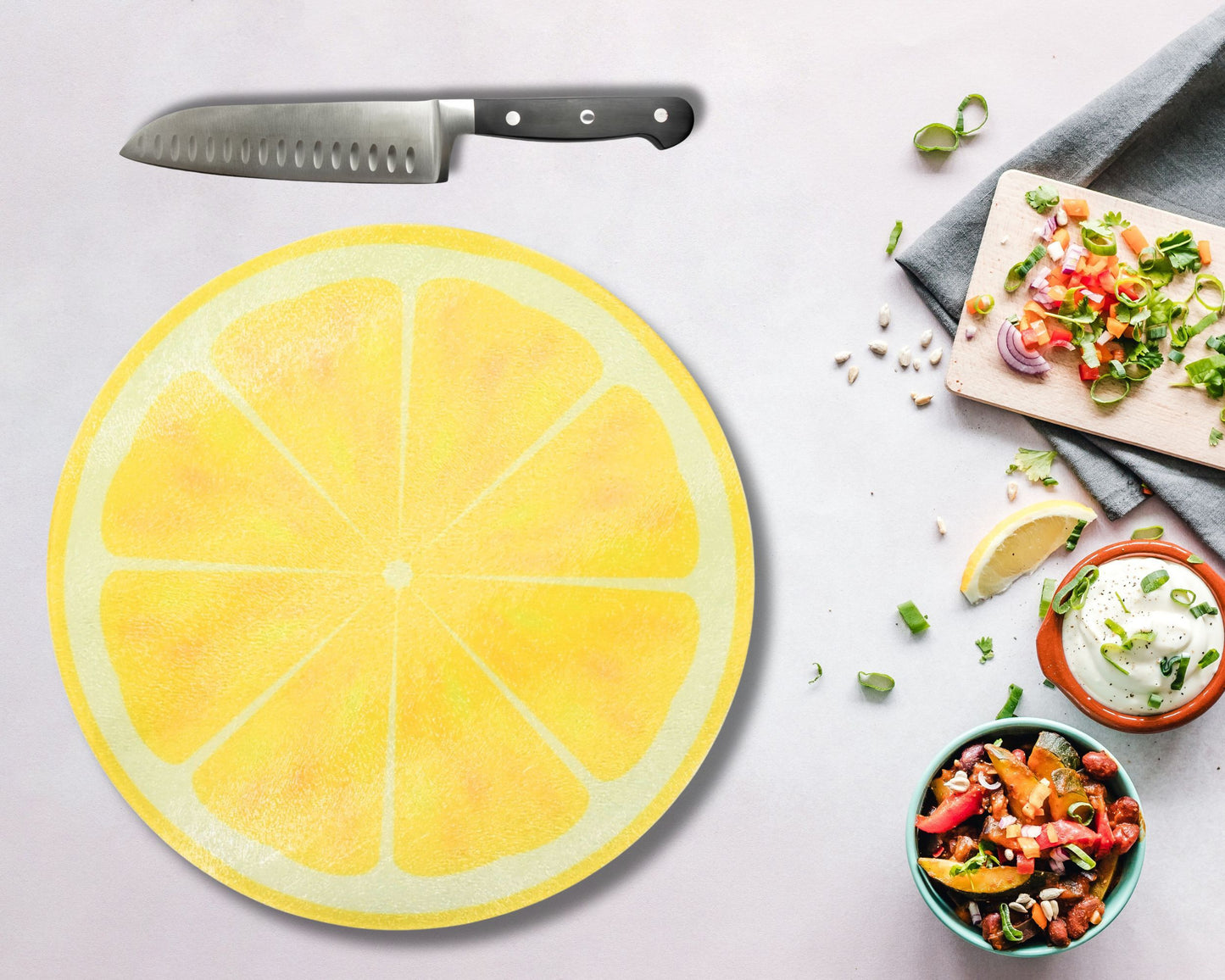 Lemon Slice Glass Chopping Board